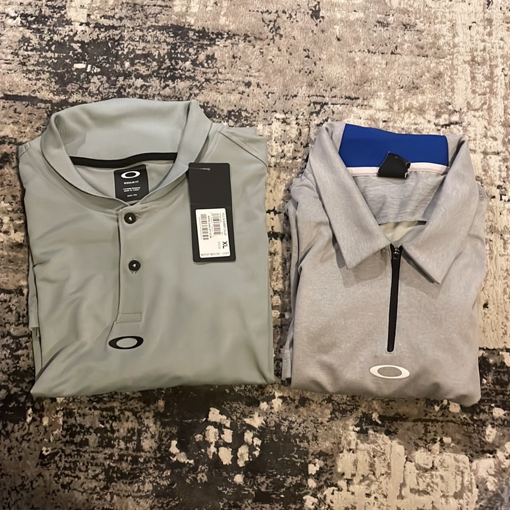 Oakley polo shirts.
